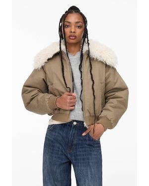 Pull&Bear Bomber Jacket With Faux Fur Collar - Multicolour