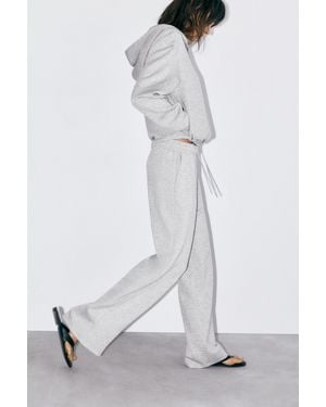 Pull&Bear Soft Touch Wide-Leg Trousers - White