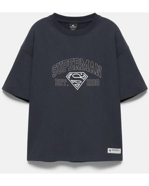 Pull&Bear Kurzarm-Sweatshirt Superman - Blau