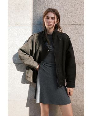 Pull&Bear Short Ruched Soft-Touch Dress - Black