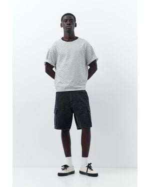 Pull&Bear Baggy Cargo Bermuda Shorts - Grey