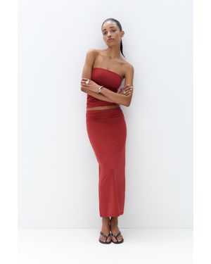 Pull&Bear Midirock Aus Polyamid Mit Raffungen - Rot