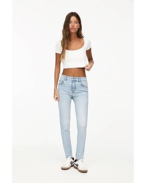 Pull&Bear Mid-Rise Skinny Jeans - Blue