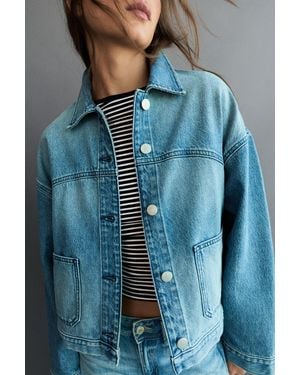 Pull&Bear Jeans-Hemdjacke Im Boxy-Schnitt - Blau