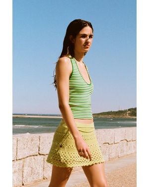 Pull&Bear Striped Halter Top - Blue
