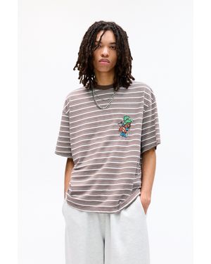 Pull&Bear Gestreiftes Tom & Jerry T-Shirt - Weiß