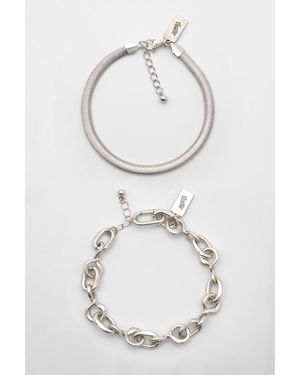 Pull&Bear Pack 2 Kettenarmbänder - Weiß