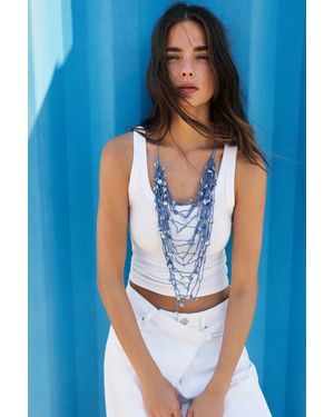 Pull&Bear Mother-Of-Pearl-Effect Multi-Strand Necklace - Blue