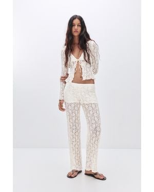 Pull&Bear Schlaghose Aus Spitze - Weiß
