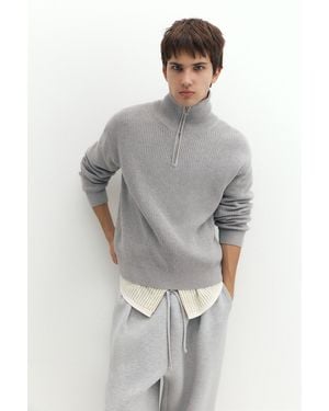 Pull&Bear Quarter-Zip Jumper - Grey