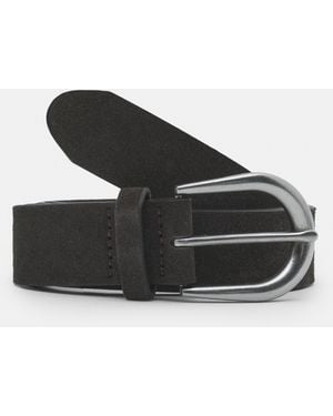 Pull&Bear Faux Suede Belt - Black