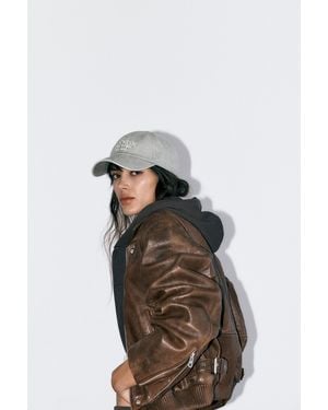 Pull&Bear Brooklyn Embroidered Cap - Grey