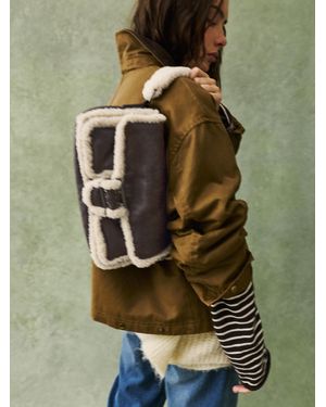 Pull&Bear Faux Shearling Shoulder Bag - White