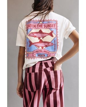 Pull&Bear Fish Graphic T-Shirt - Red