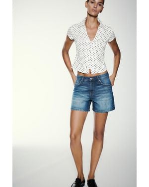 Pull&Bear Fitted Toggle Shirt - Blue