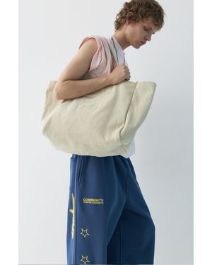 Pull&Bear Canvas Shopper Stwd - Blau