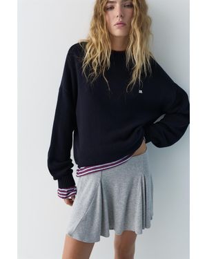 Pull&Bear Embroidered Front Jumper - Blue