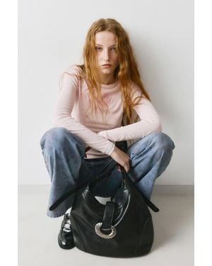 Pull&Bear Ring Detail Tote Bag - Black