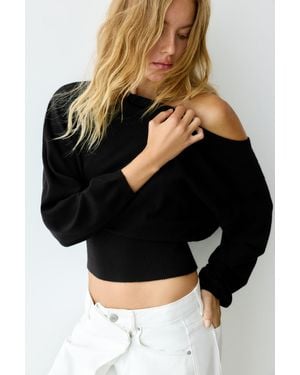 Pull&Bear Asymmetric Neck Jumper - Black