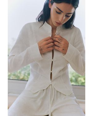 Pull&Bear Jacke Aus 100% Leinen Mit Knebelknöpfen - Grau