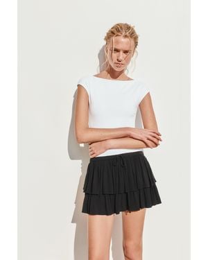 Pull&Bear Skort With Ruffles - Black