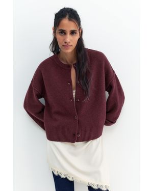 Pull&Bear Soft Knit Cardigan - Purple