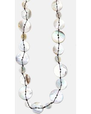 Pull&Bear Mother-Of-Pearl-Effect Button Necklace - White