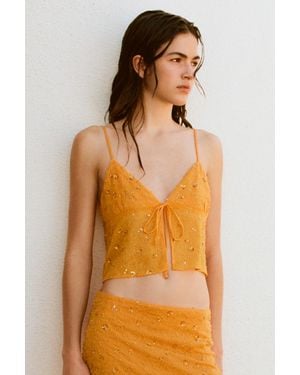 Pull&Bear Sequin Strappy Top - Orange