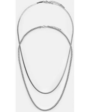 Pull&Bear 2-Pack Of Steel Necklaces - Multicolour
