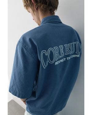 Pull&Bear Stwd Studio Short Sleeve Shirt - Blue