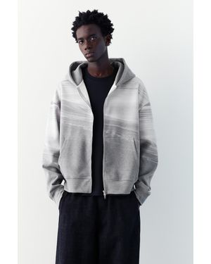 Pull&Bear Interlock Zip-Up Hoodie - Grey
