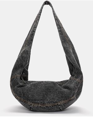 Pull&Bear Denim Crossbody Bag - Black
