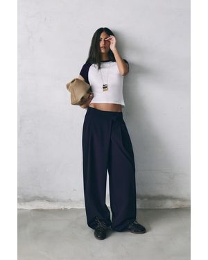 Pull&Bear Crossover Waist Smart Trousers - Blue