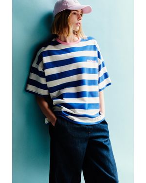 Pull&Bear Striped T-Shirt - Blue
