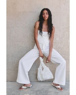 Pull&Bear Embroidered Tote Bag - White