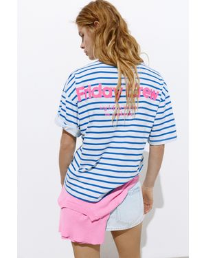 Pull&Bear Striped Short Sleeve T-Shirt - White