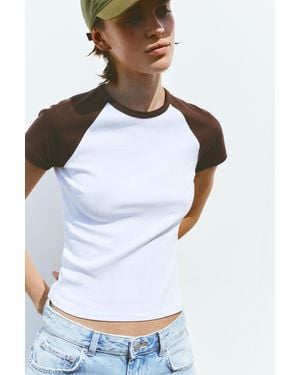 Pull&Bear Short Sleeve Raglan T-Shirt - White