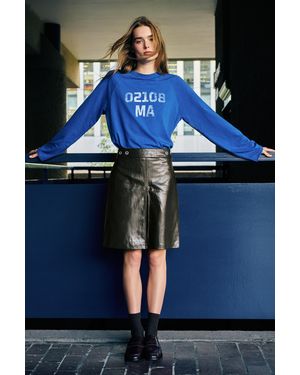 Pull&Bear Long Sleeve Graphic T-Shirt - Blue