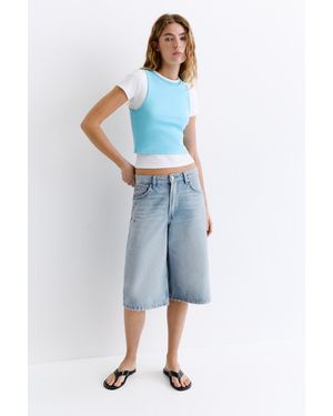 Pull&Bear Low-Rise Denim Jorts - Blue