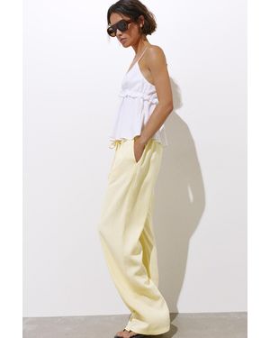 Pull&Bear Flowy Trousers With Linen - White
