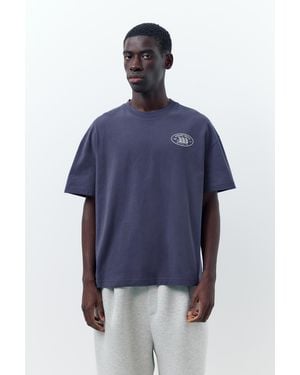 Pull&Bear Short Sleeve T-Shirt With Slogan - Blue