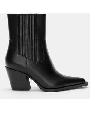 Pull&Bear Heeled Cowboy Ankle Boots - Black
