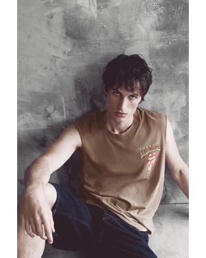 Pull&Bear Rolling Stones Tank Top - Grey