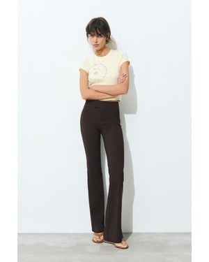 Pull&Bear Mid-Rise Bootcut Trousers - Brown
