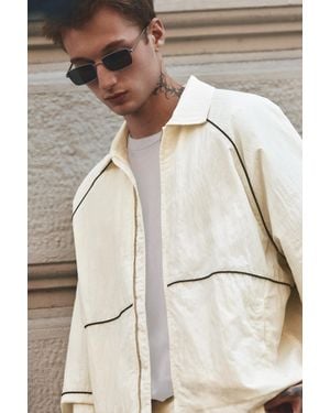 Pull&Bear Lightweight Contrast Stitch Jacket - Natural