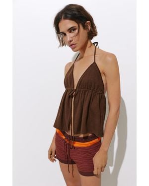 Pull&Bear Linen Blend Halter Top - Multicolour
