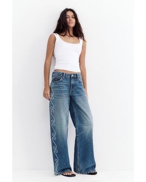 Pull&Bear Straight-Leg Jeans With Studs - Blue