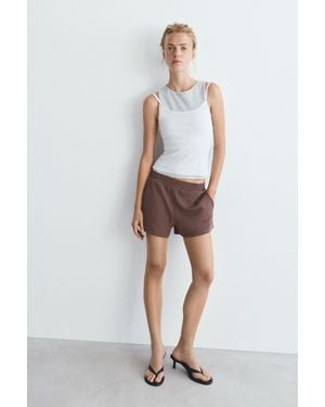 Pull&Bear Soft-Touch Sports Shorts - White