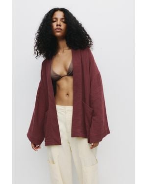 Pull&Bear Flowing Kimono Jacket - Red