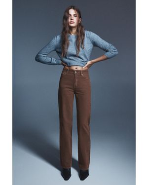 Pull&Bear High-Waist Wide Straight-Leg Jeans - Brown